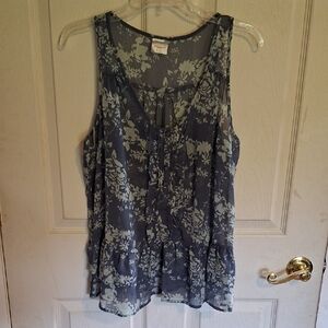 Inked & Faded Floral Sleeveless Top, L